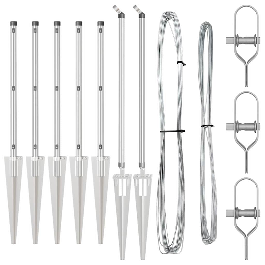 Vidaxl afrasteringspaal 7 pcs zilver staal