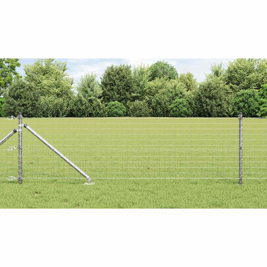 Vidaxl afrasteringspaal 7 pcs zilver staal