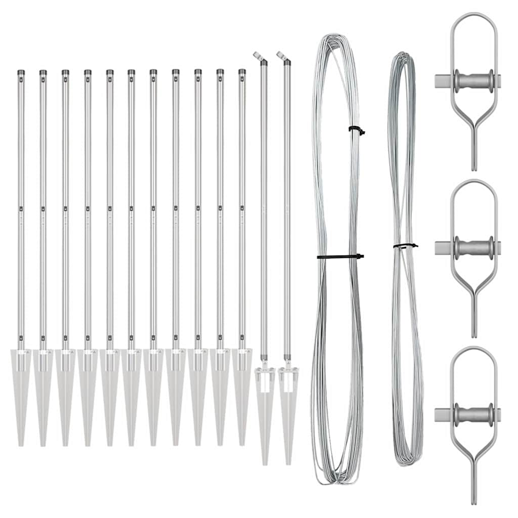 Vidaxl afrasteringspaal 13 pcs zilver staal