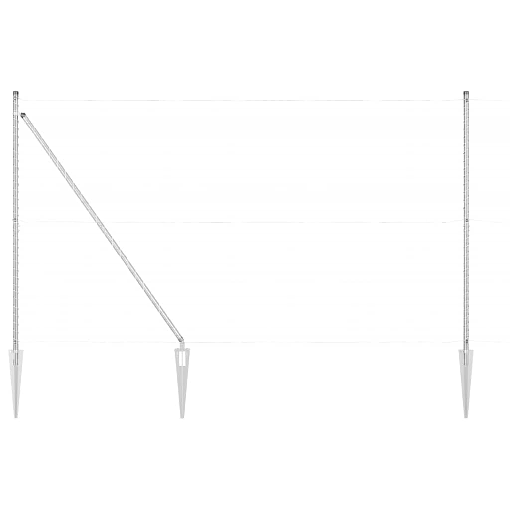 Vidaxl afrasteringspaal 7 pcs zilver staal