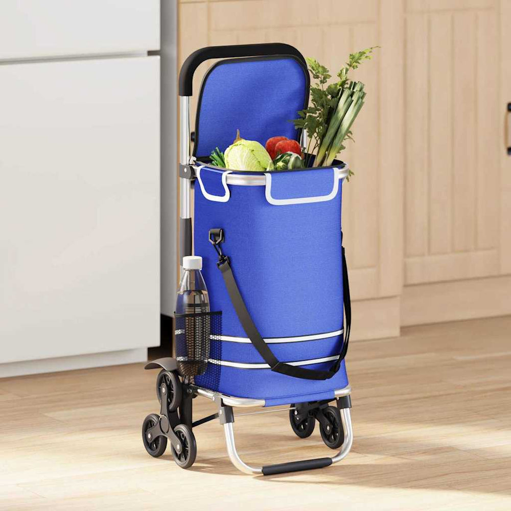 Vidaxl winkel trolley 1 blauw 47 x 39 x 100,5 cm oxford stof
