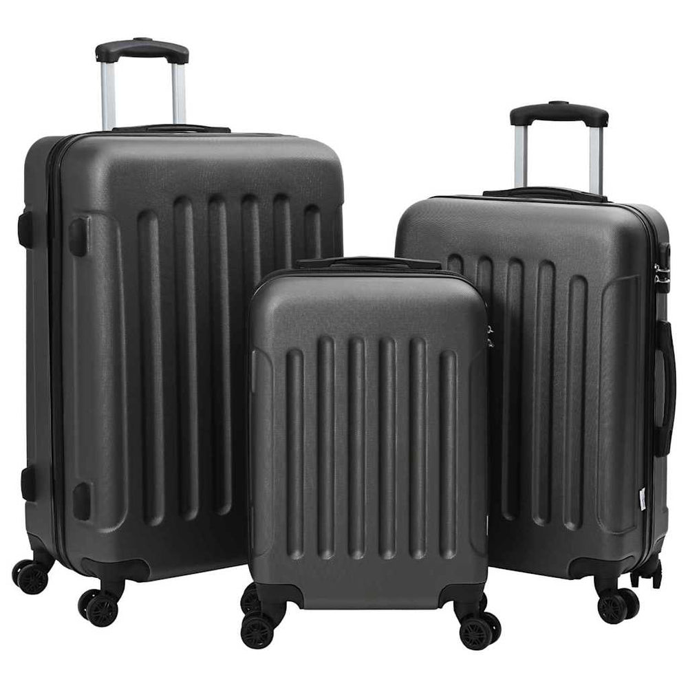 Vidaxl koffer met slot 3 st donkergrijs 50 x 31 x 78 cm abs kunststof