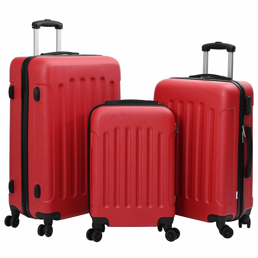Vidaxl koffer met slot 3 st rood 50 x 31 x 78 cm abs kunststof
