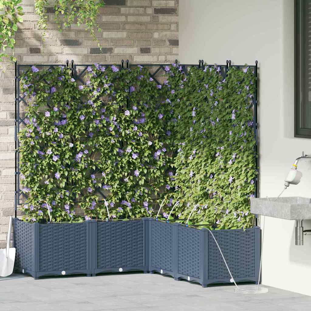 Vidaxl tuin bloempot grijs 40 x 40 x 125,5 cm staal