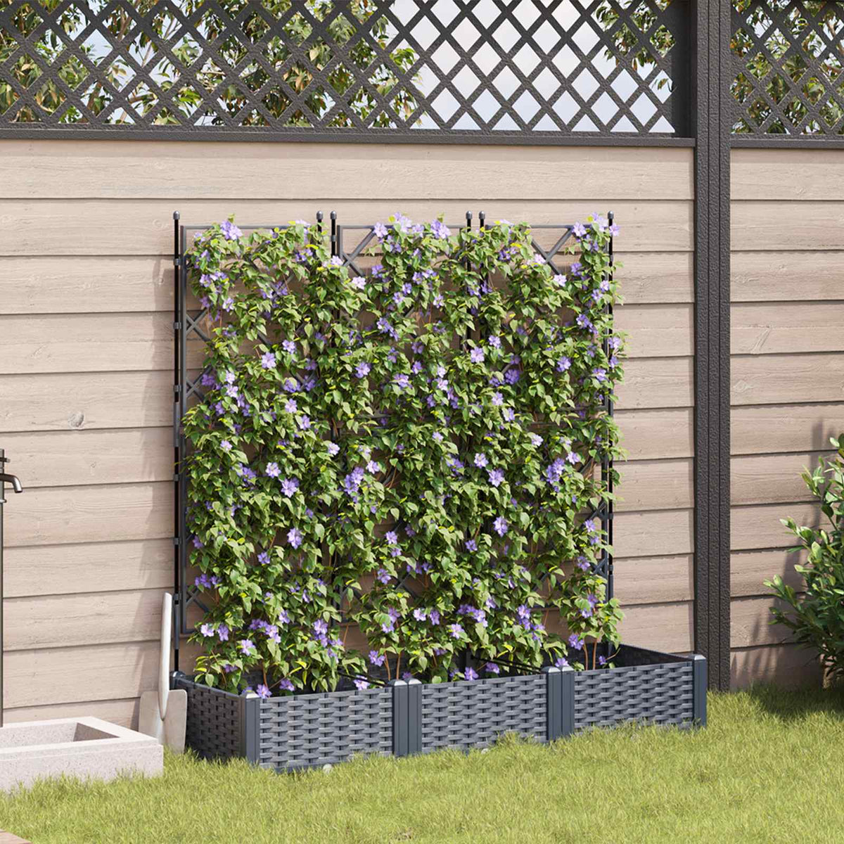 Vidaxl plantenbak 3 st grijs 120 x 40 x 125,5 cm pp