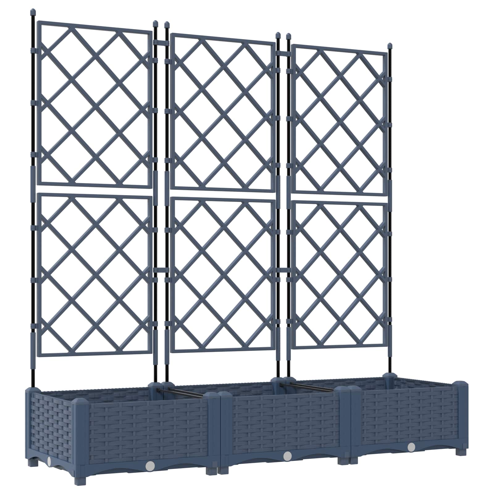 Vidaxl plantenbak 3 st grijs 120 x 40 x 125,5 cm pp