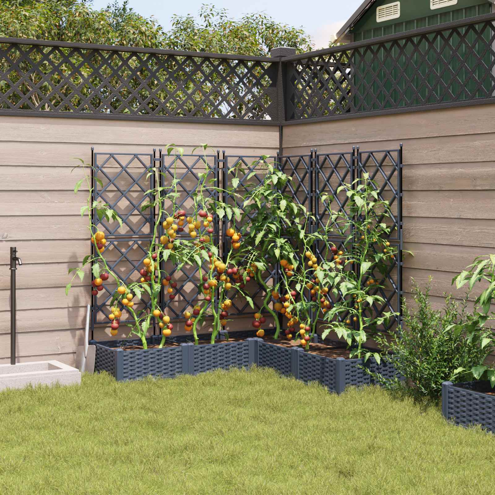 Vidaxl plantenbak 5 st grijs 120 x 120 x 125,5 cm pp