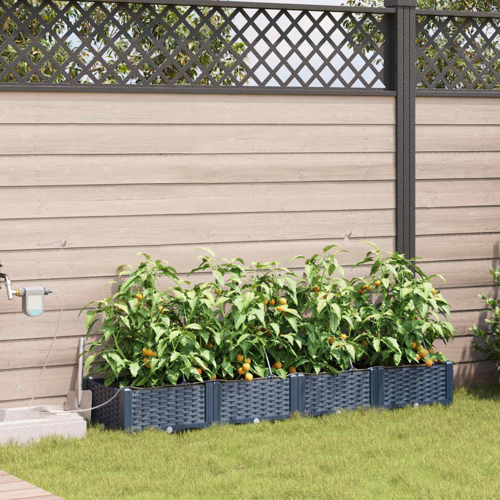 Vidaxl plantenbak 4 st grijs 160 x 40 x 22 cm pp