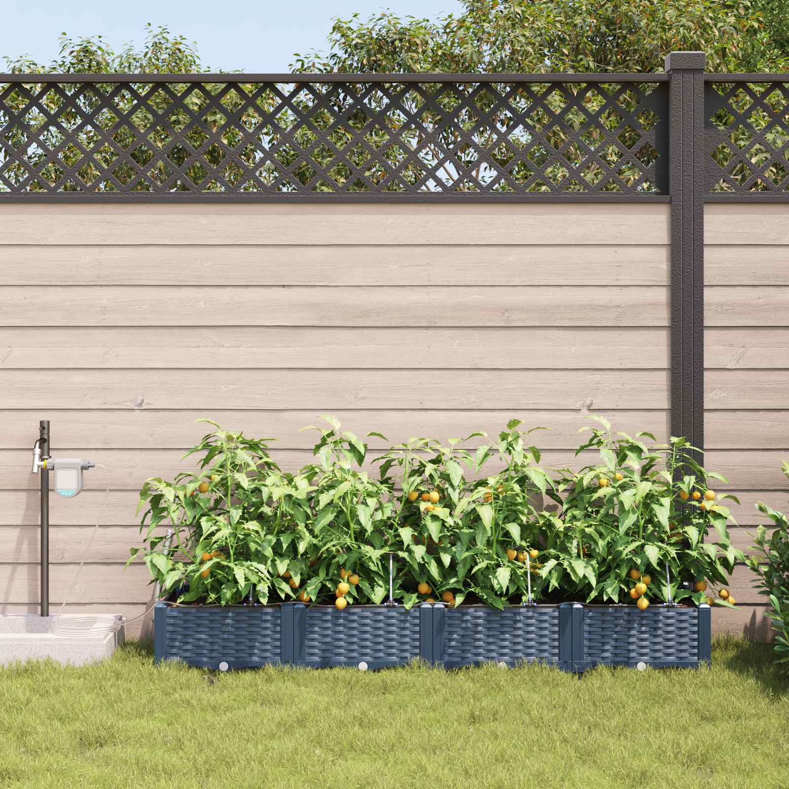 Vidaxl plantenbak 4 st grijs 160 x 40 x 22 cm pp