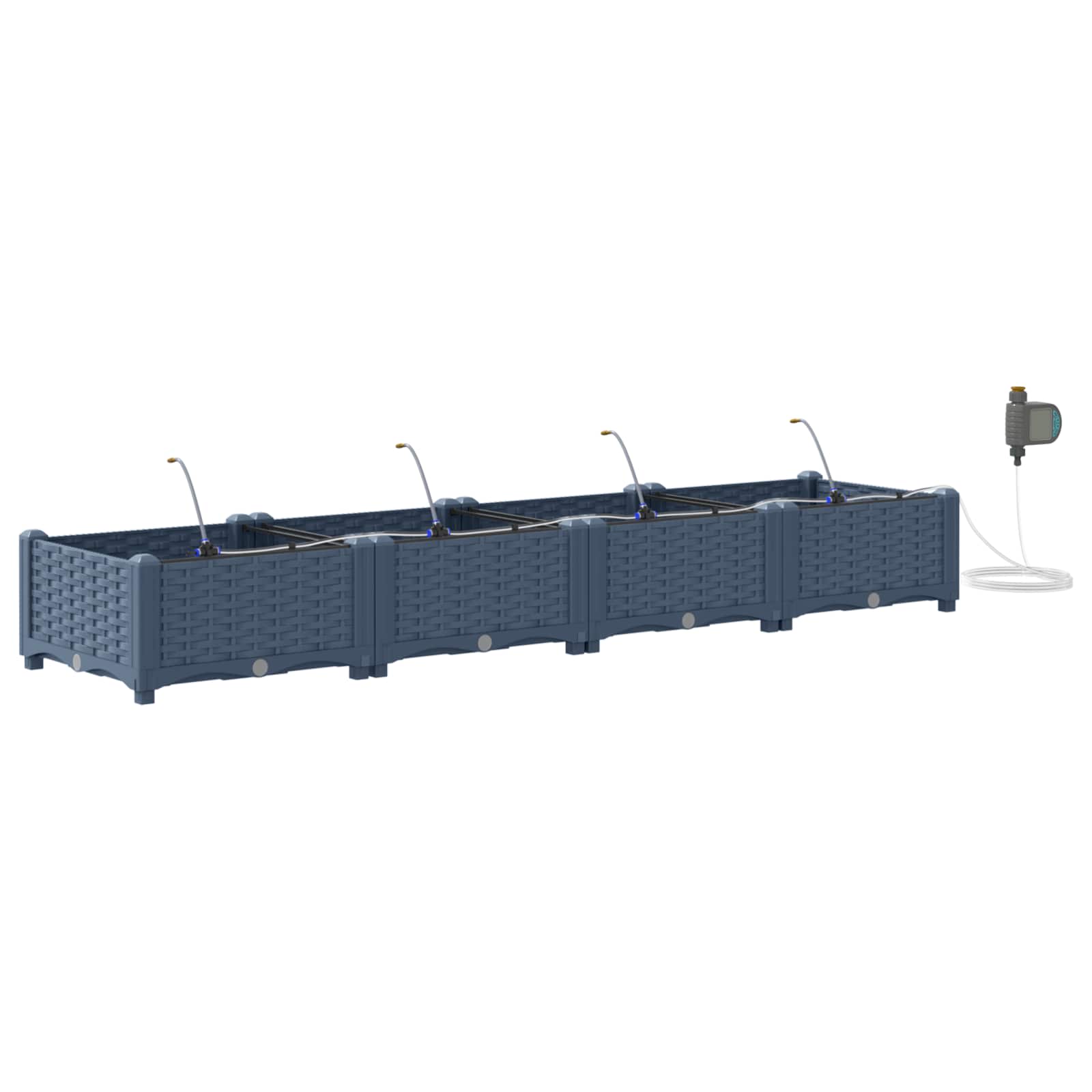 Vidaxl plantenbak 4 st grijs 160 x 40 x 22 cm pp