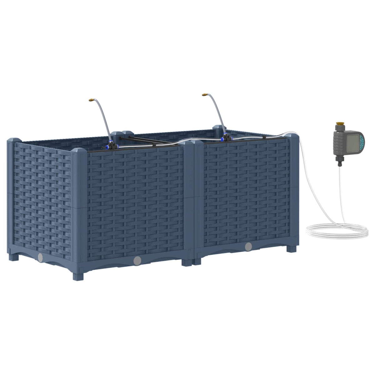 Vidaxl plantenbak 2 st grijs 80 x 40 x 37,5 cm pp