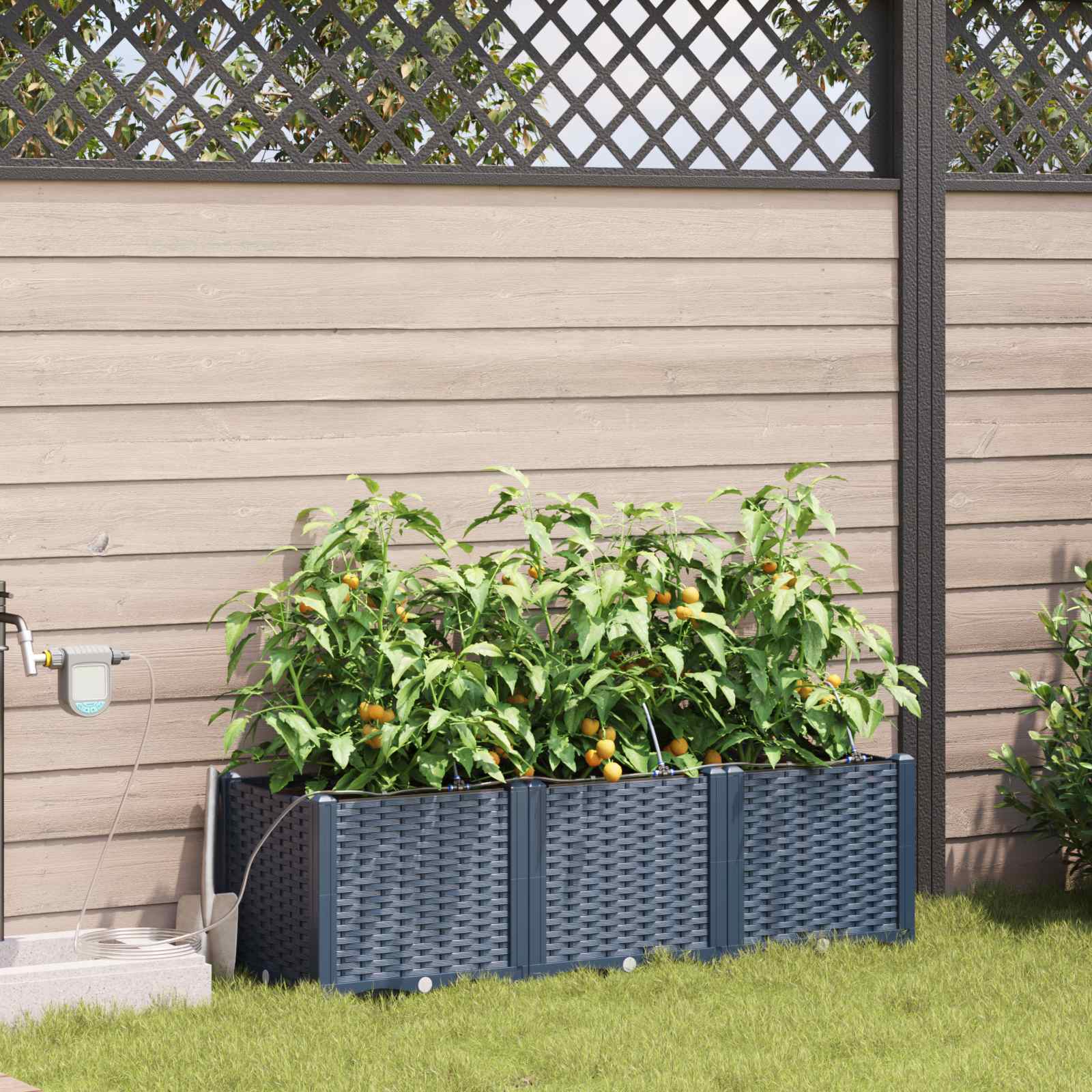 Vidaxl plantenbak 3 st grijs 120 x 40 x 37,5 cm pp