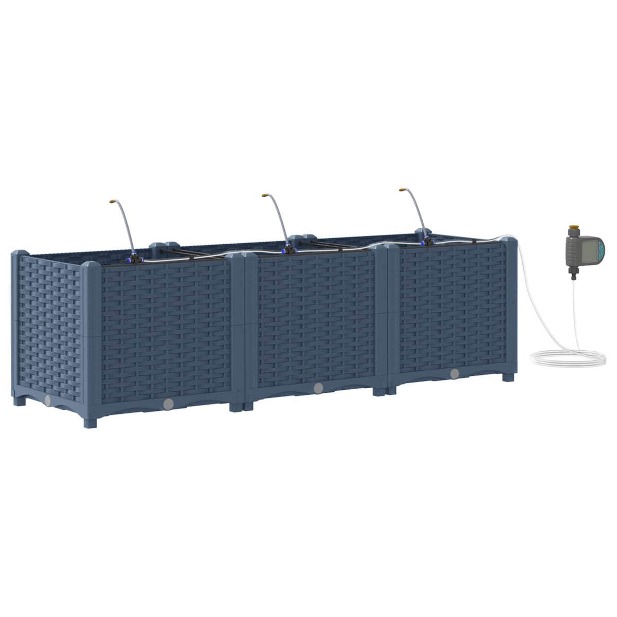 Vidaxl plantenbak 3 st grijs 120 x 40 x 37,5 cm pp