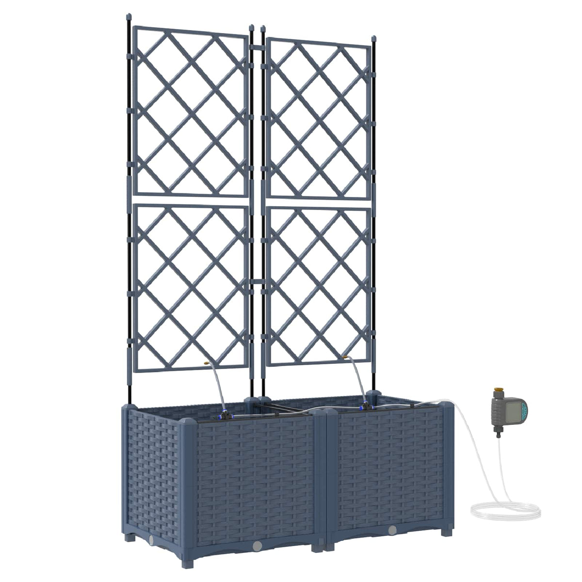 Vidaxl plantenbak 2 st grijs 80 x 40 x 142 cm pp