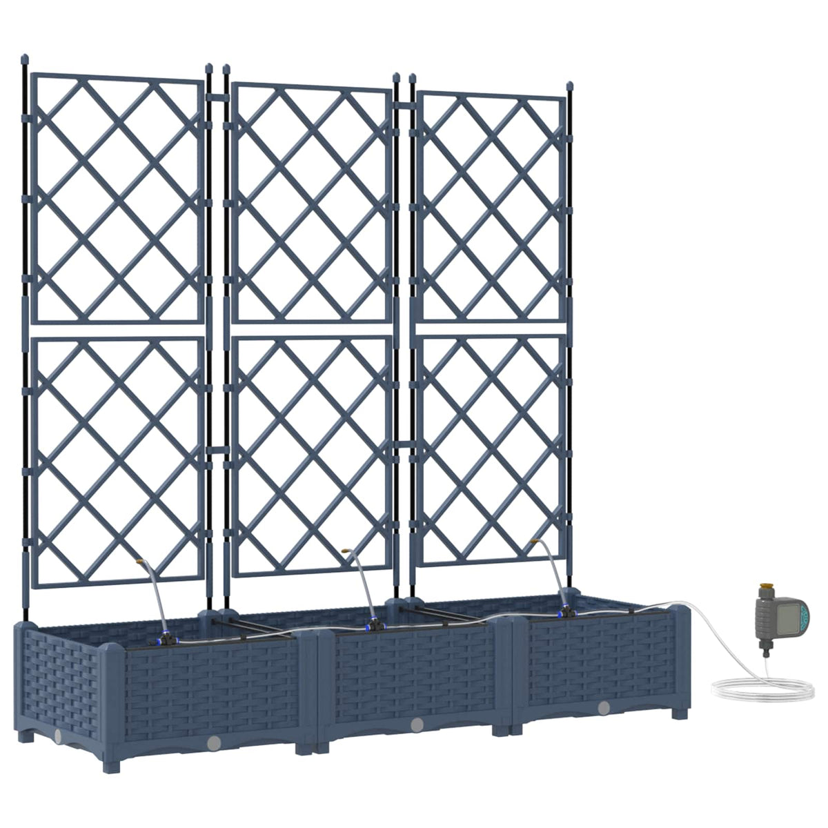 Vidaxl plantenbak 3 st grijs 120 x 40 x 126 cm pp