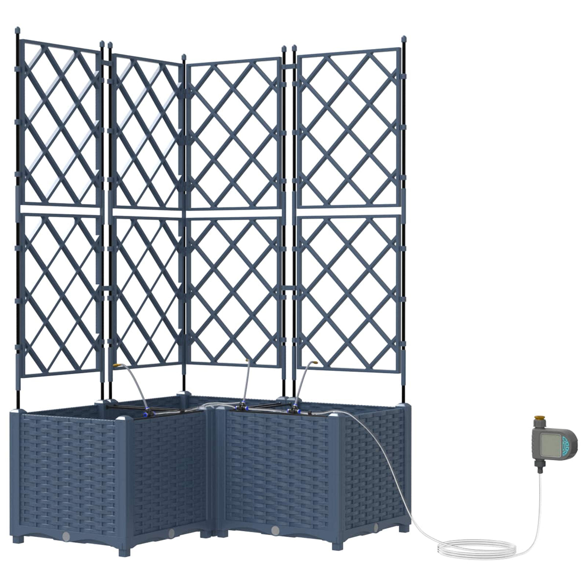 Vidaxl plantenbak 3 st grijs 80 x 80 x 142 cm pp