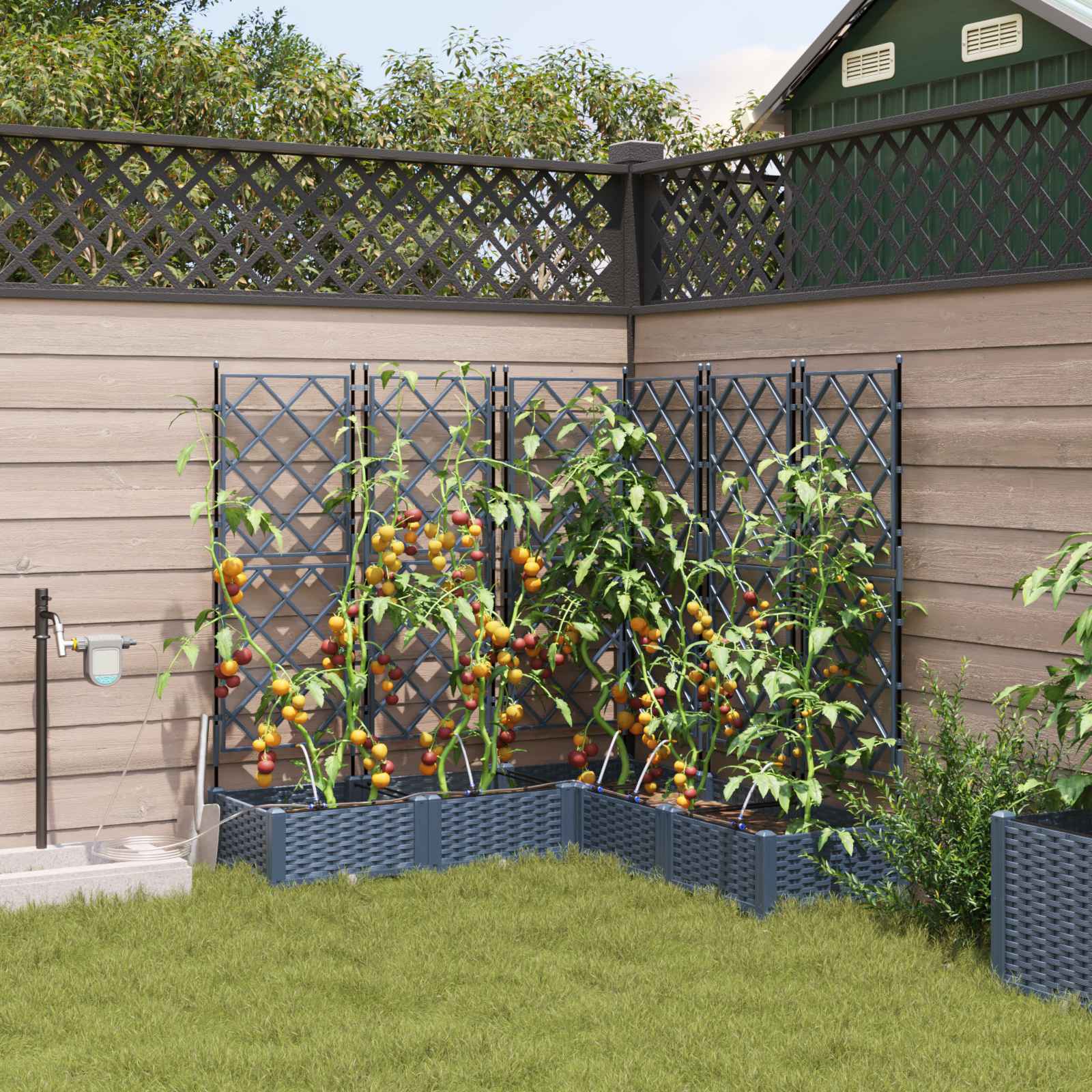 Vidaxl plantenbak 5 st grijs 120 x 120 x 126 cm pp