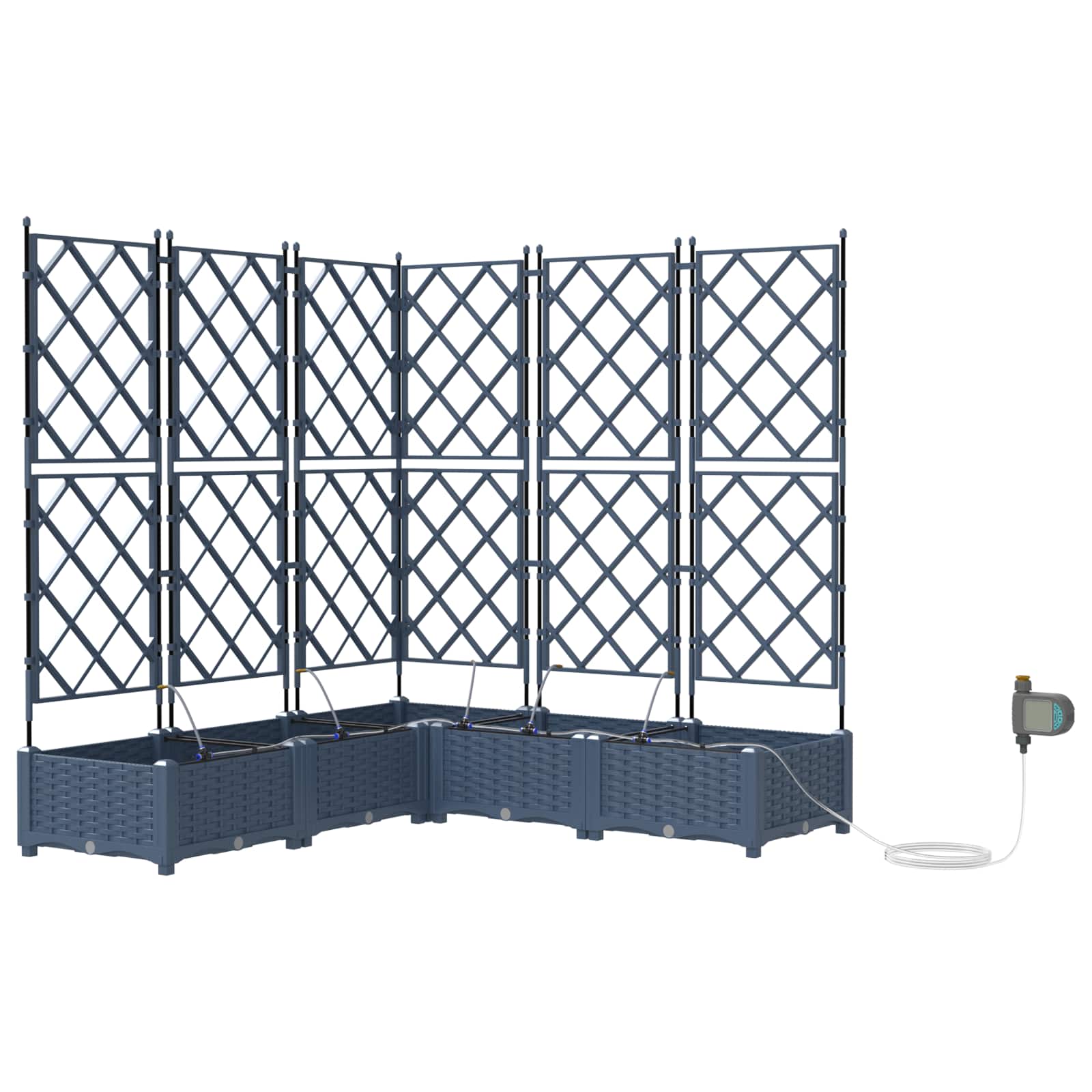 Vidaxl plantenbak 5 st grijs 120 x 120 x 126 cm pp