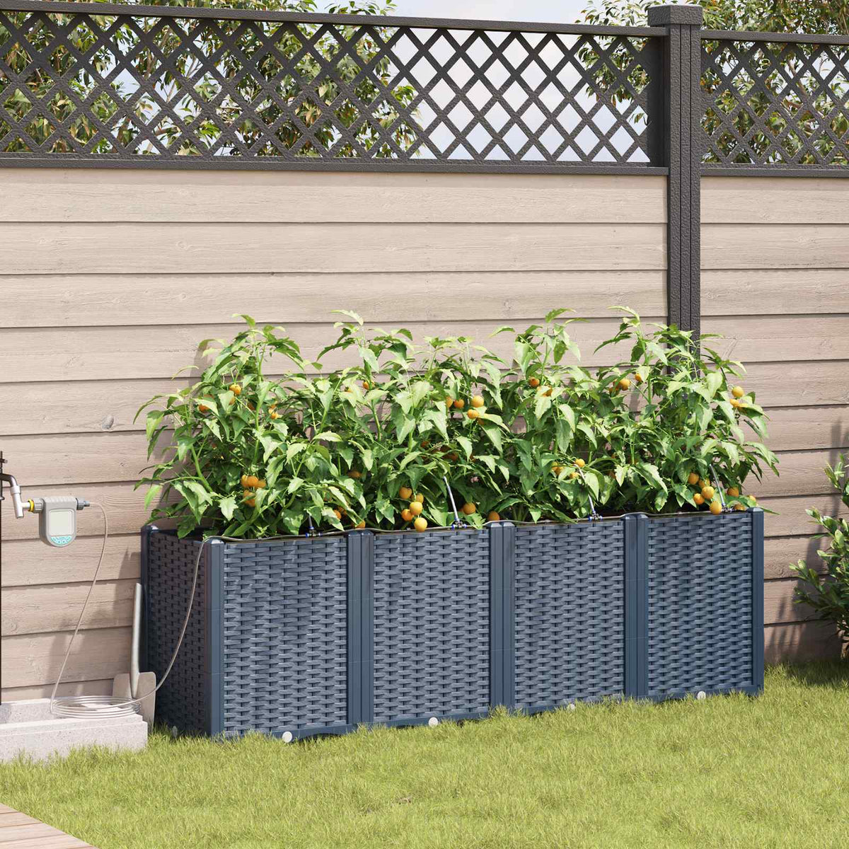 Vidaxl plantenbak 4 st grijs 160 x 40 x 52 cm pp
