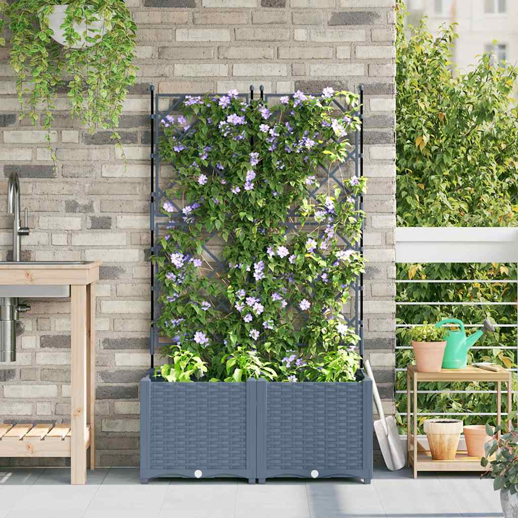 Vidaxl tuin bloempot 2 pcs licht grijs 80 x 40 x 143 cm staal