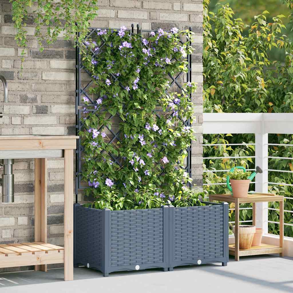 Vidaxl tuin bloempot 2 pcs licht grijs 80 x 40 x 143 cm staal