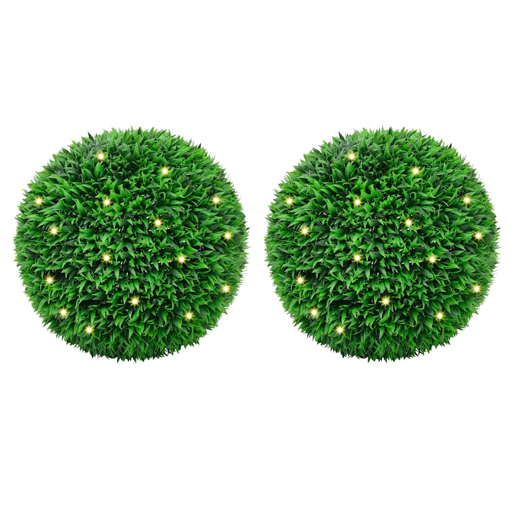Vidaxl kunstbuxusballen met led-verlichting 2 st 55 cm groen