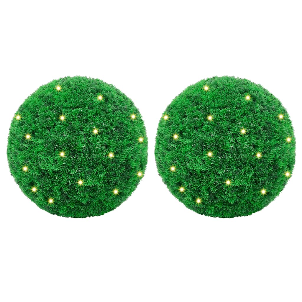 Vidaxl kunstbuxusballen met led-verlichting 2 st 52 cm groen