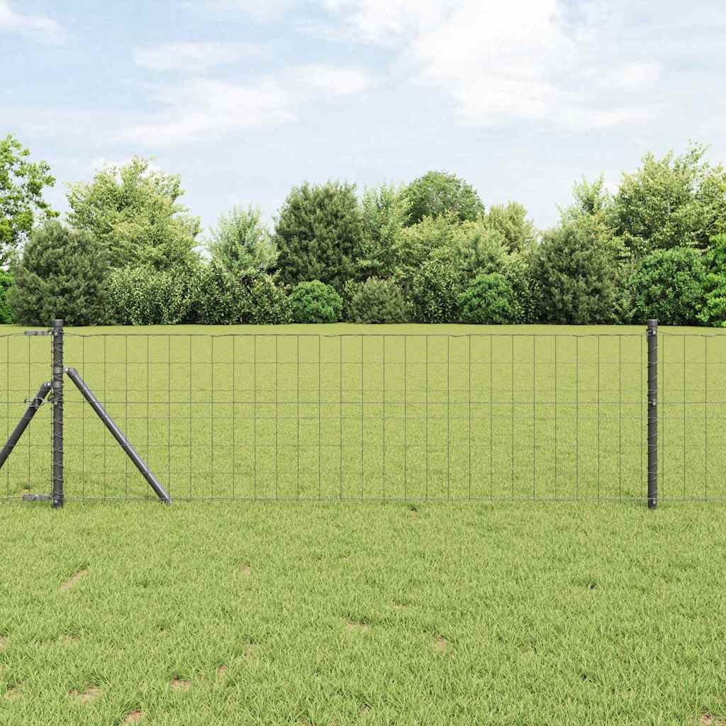 Vidaxl euro hek 0,8 x 25 m pvc-gecoat ijzer grijs