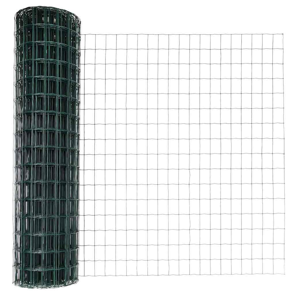 Vidaxl hek met paal groen 1,4 x 10 m staal en pvc
