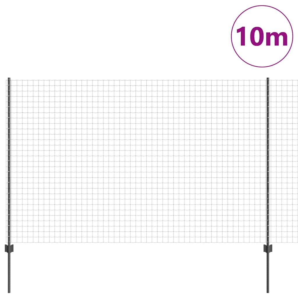 Vidaxl hek met paal grijs 1,6 x 10 m staal en pvc