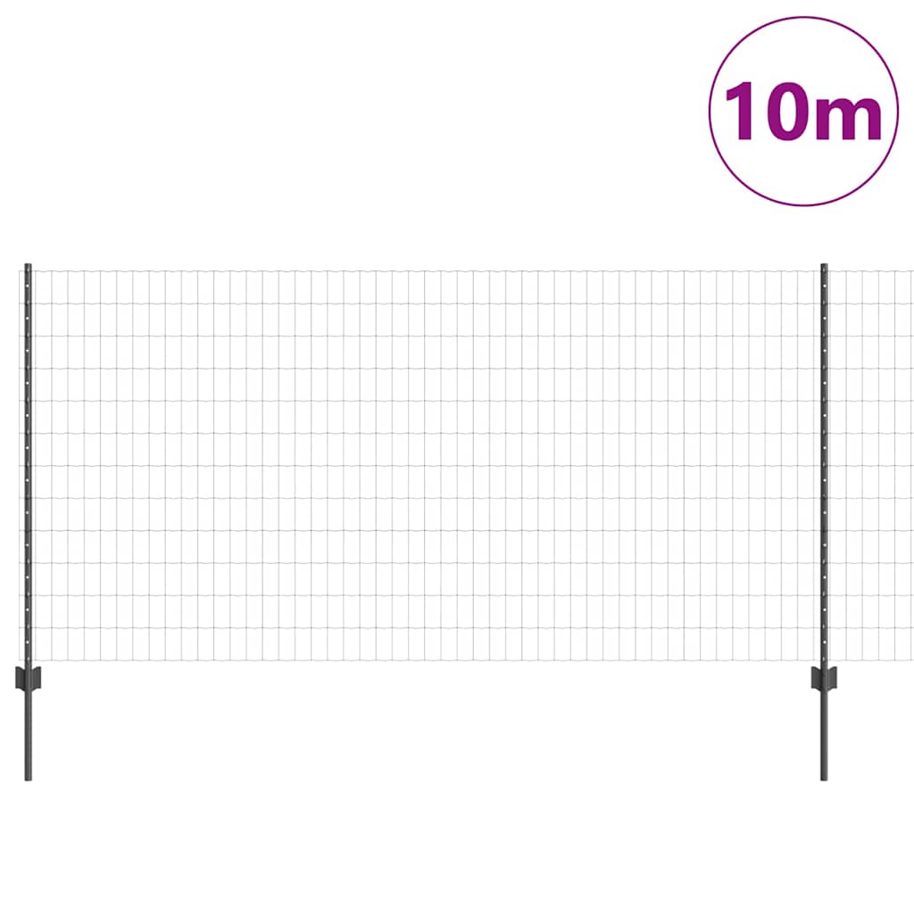 Vidaxl hek met paal grijs 1,2 x 10 m staal en pvc