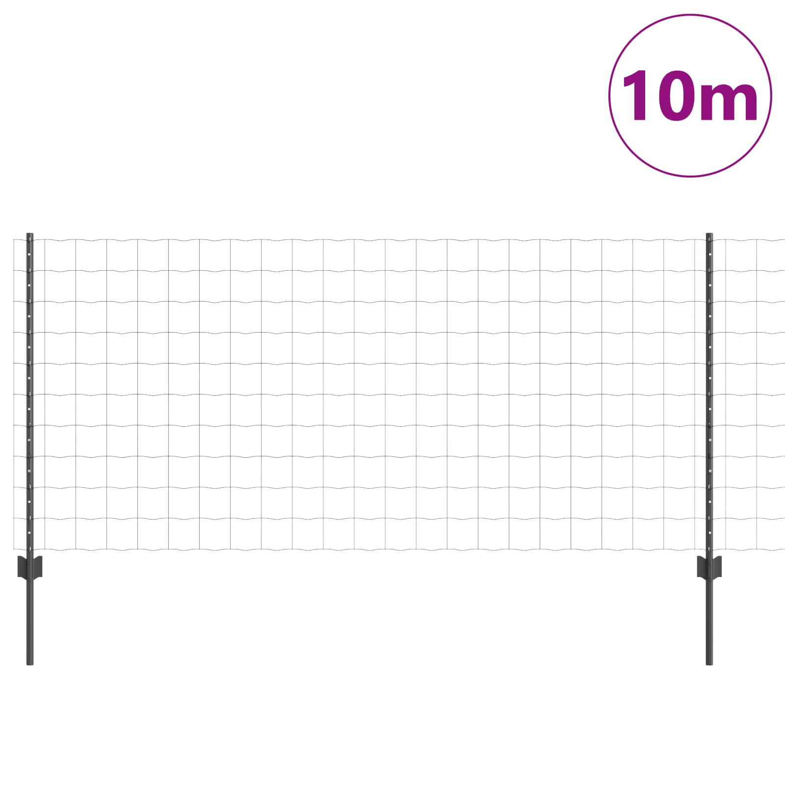 Vidaxl hek met paal grijs 1 x 10 m staal