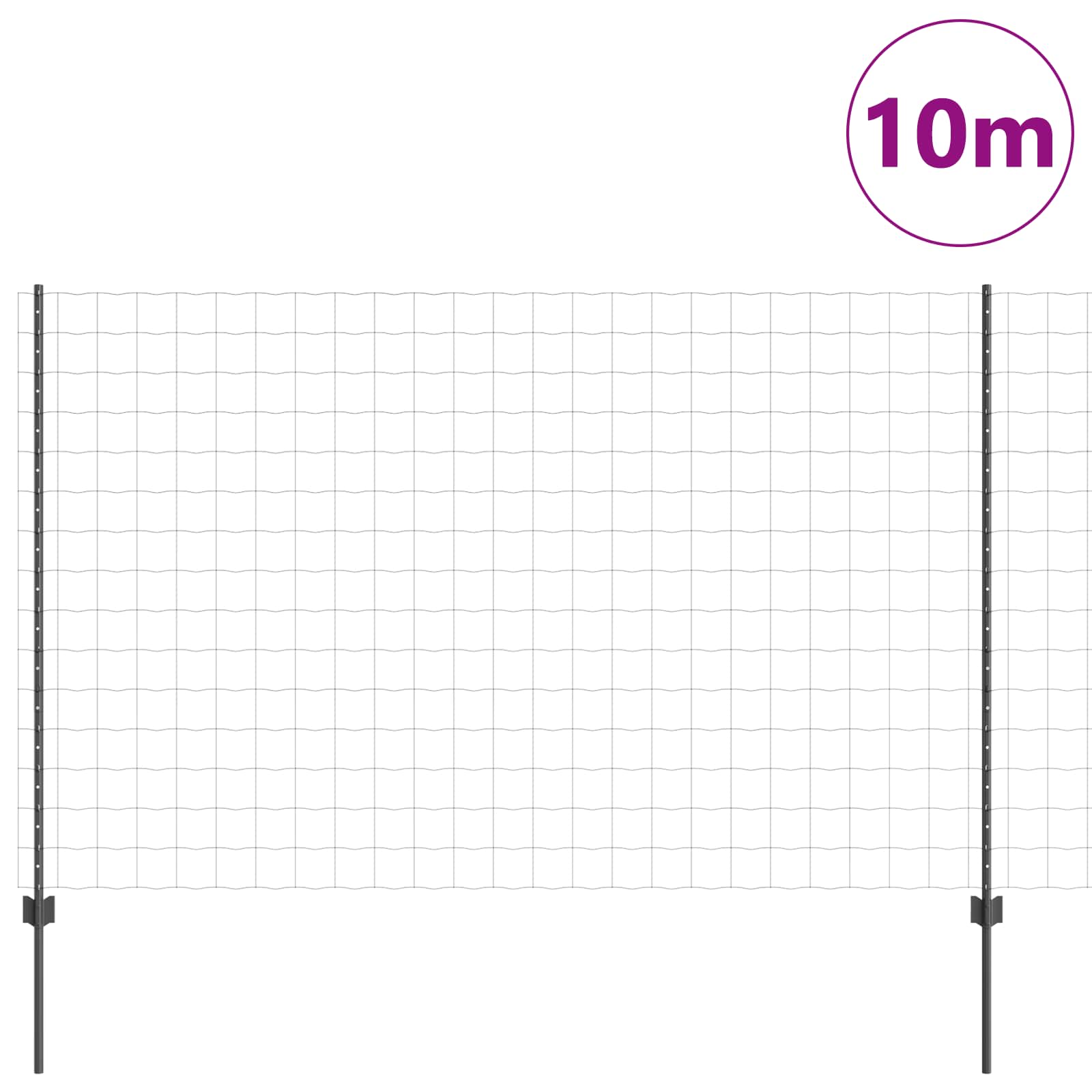 Vidaxl hek met paal grijs 1,5 x 10 m staal
