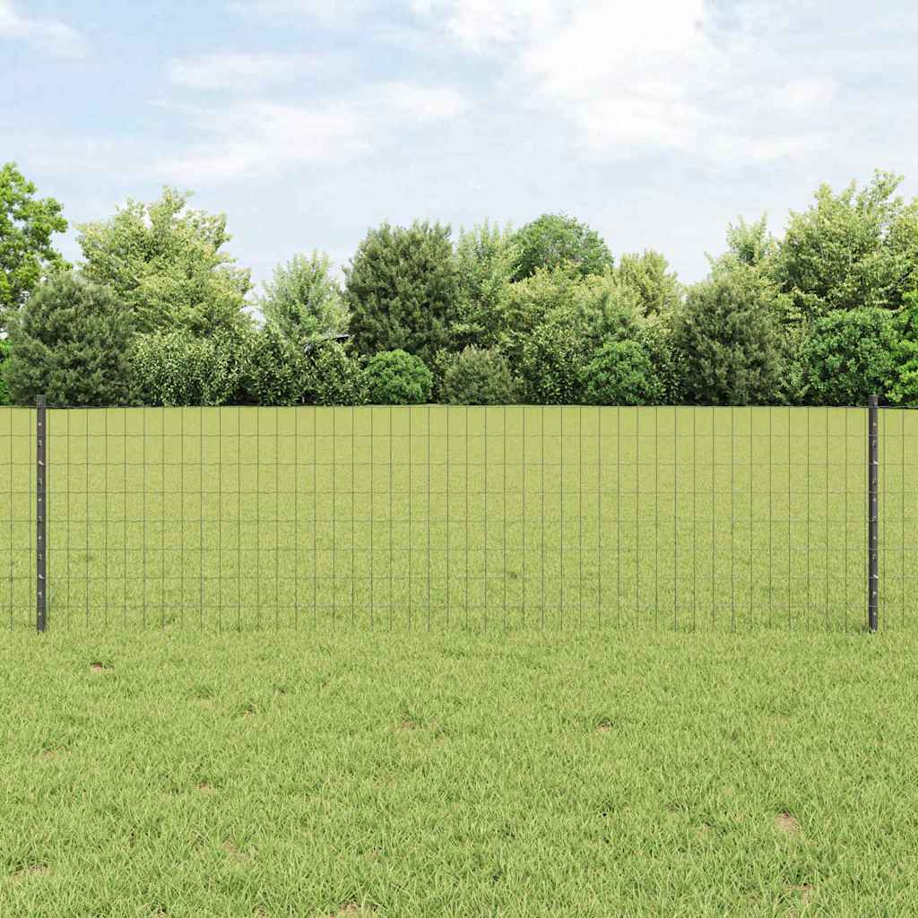 Vidaxl hek met paal grijs 0,6 x 25 m staal en pvc