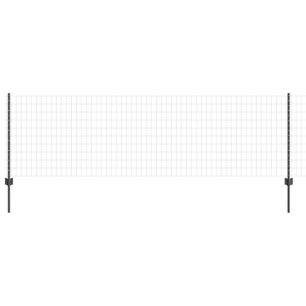Vidaxl hek met paal grijs 0,8 x 25 m staal en pvc