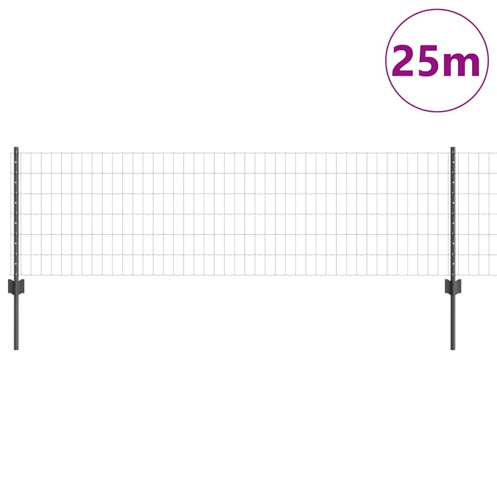 Vidaxl euro-hek met palen 25 x 0,6 m pvc-coated staal grijs mesh
