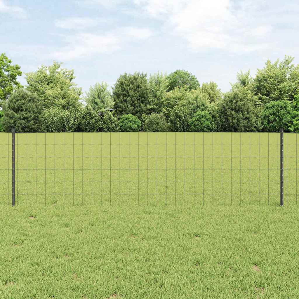 Vidaxl hek met paal grijs 0,6 x 25 m staal en pvc