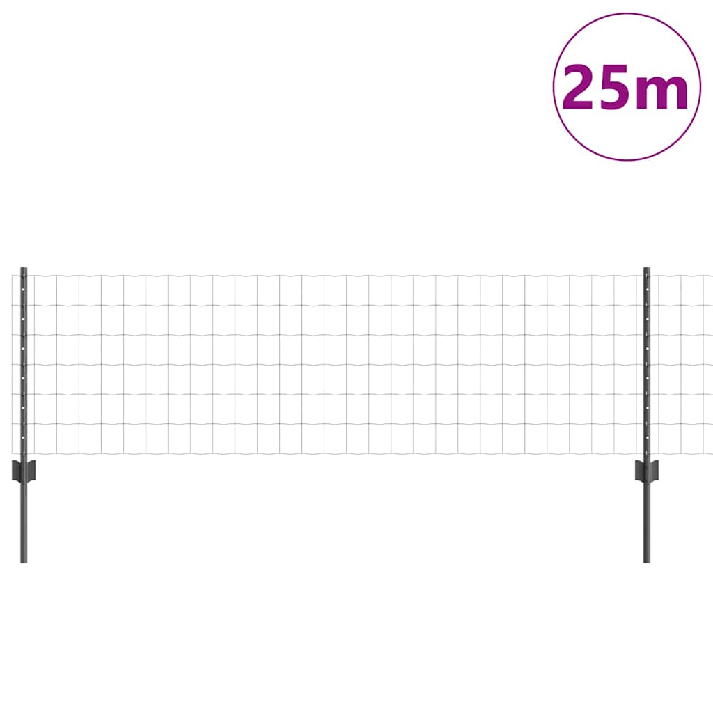 Vidaxl euro-hek met palen 25 x 0,6 m pvc-coated staal grijs mesh