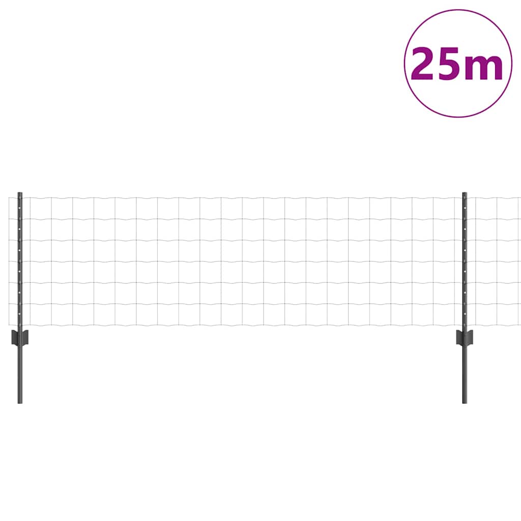 Vidaxl hek met paal grijs 0,6 x 25 m staal en pvc