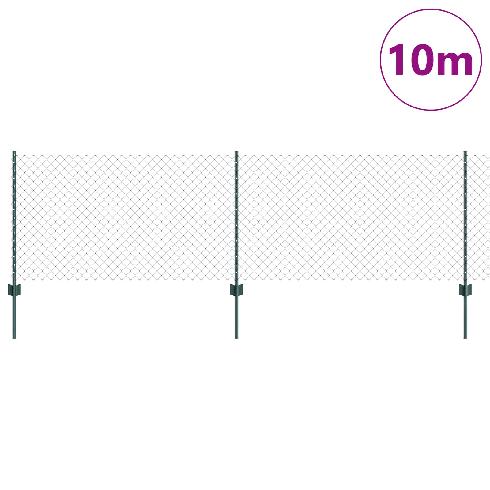 Vidaxl gaashek met palen 10 x 0,8 m pvc-coated staal groen mesh