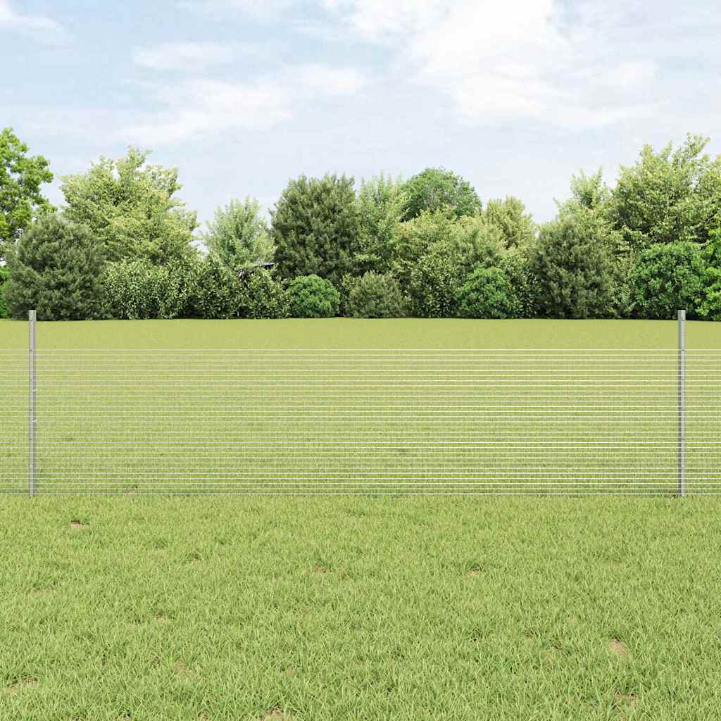 Vidaxl hek met paal zilver 0,5 x 25 m staal