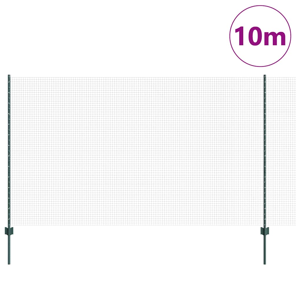 Vidaxl hek met paal groen 1,4 x 10 m staal en pvc