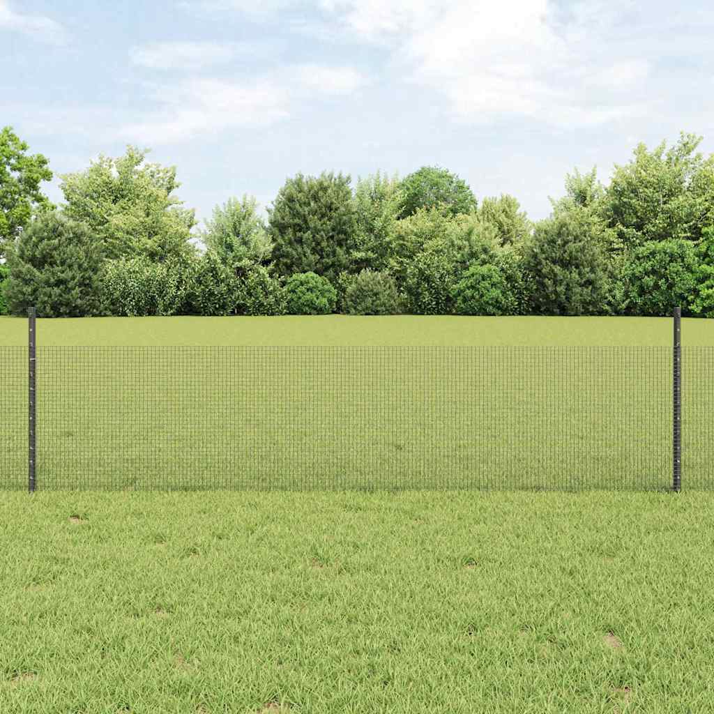 Vidaxl hek met paal grijs 0,5 x 25 m staal