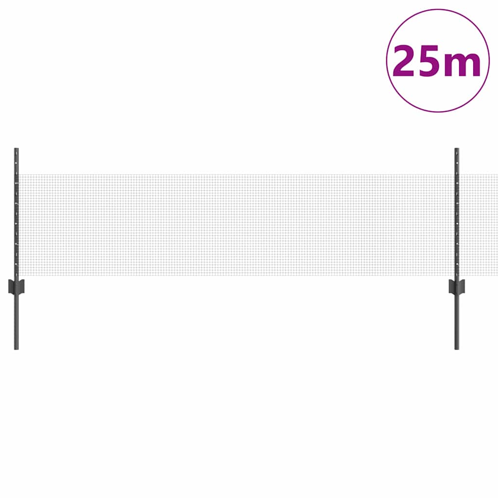 Vidaxl hek met paal grijs 0,5 x 25 m staal