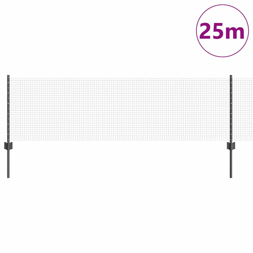 Vidaxl hek met paal grijs 0,6 x 25 m staal en pvc