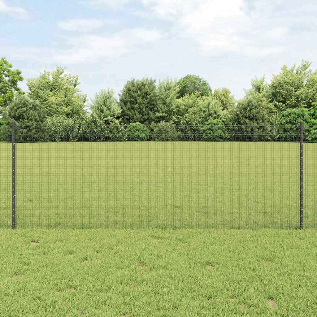 Vidaxl hek met paal grijs 0,8 x 25 m staal en pvc