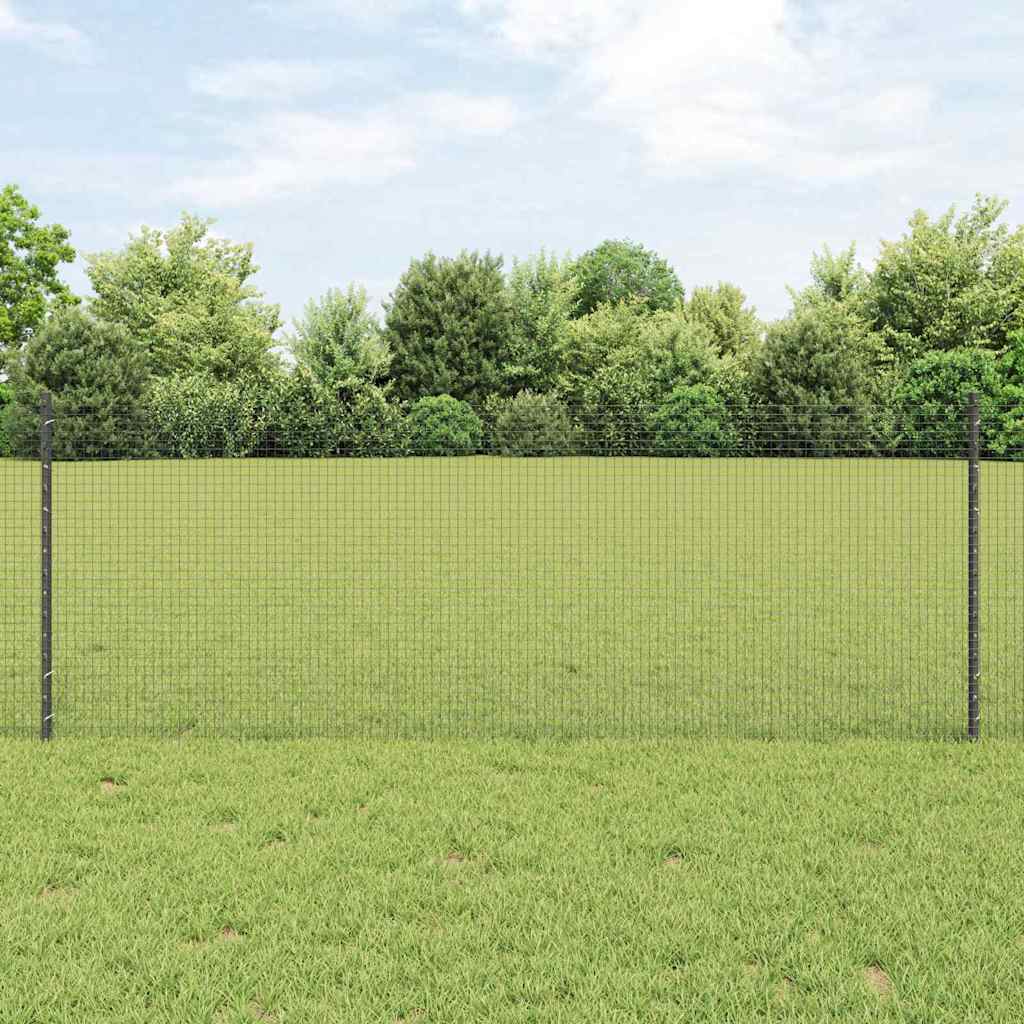 Vidaxl hek met paal grijs 0,8 x 25 m staal en pvc