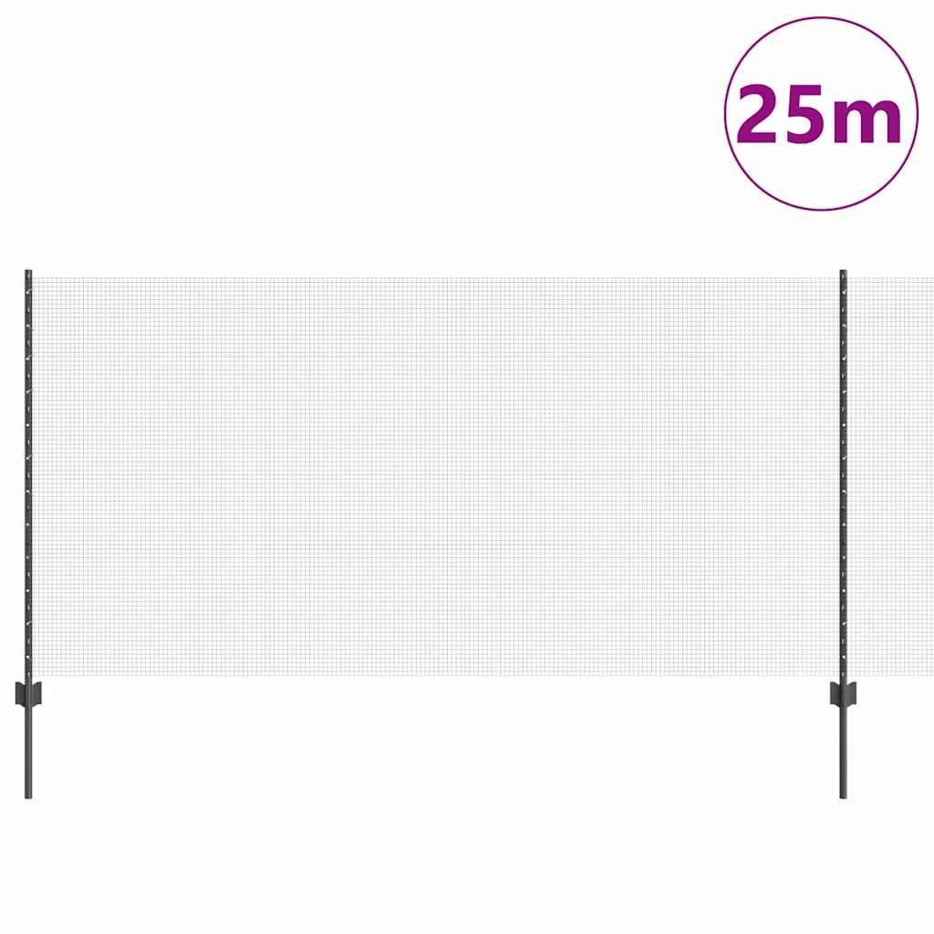 Vidaxl hek met paal grijs 1,2 x 25 m staal en pvc