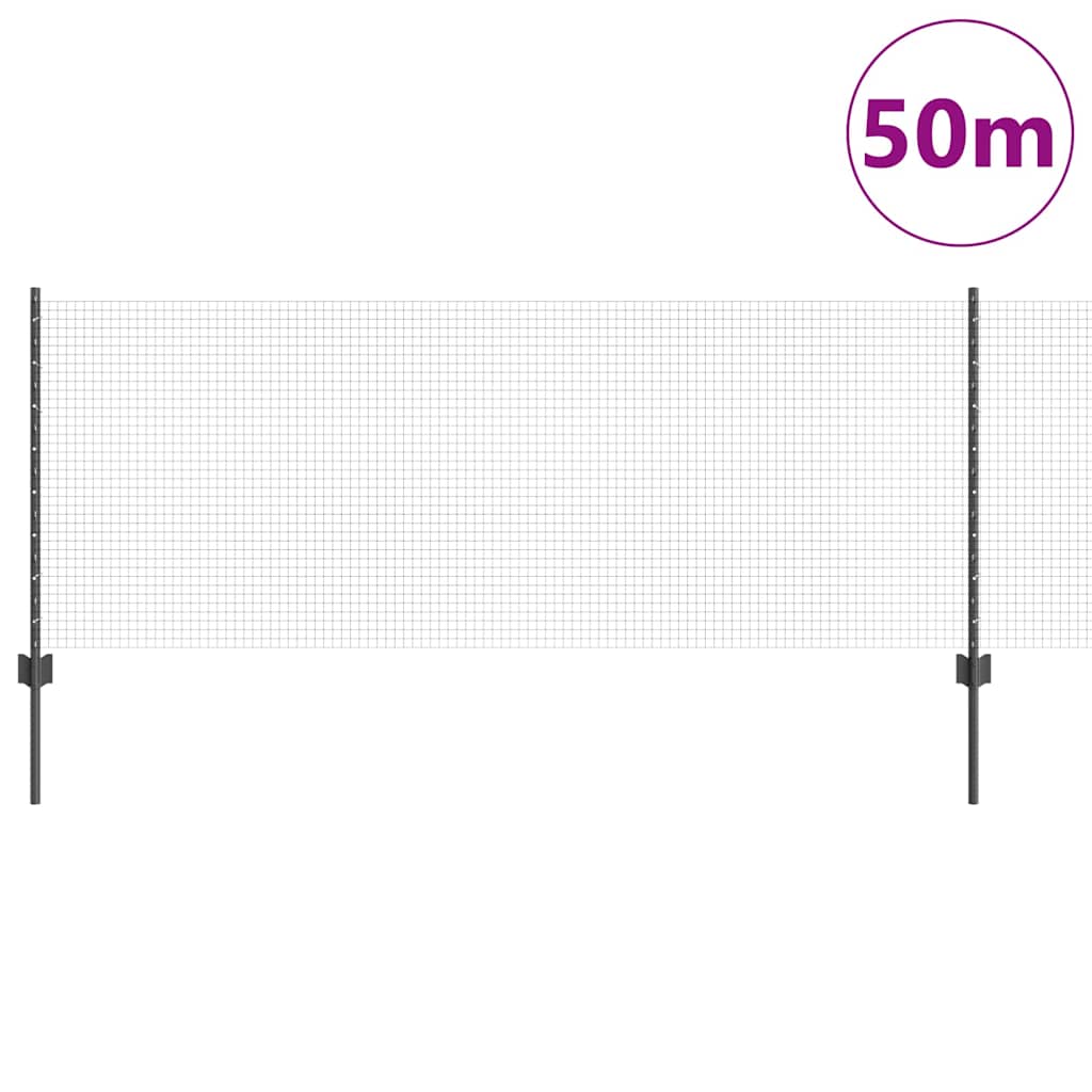 Vidaxl hek met paal grijs 0,8 x 50 m staal en pvc