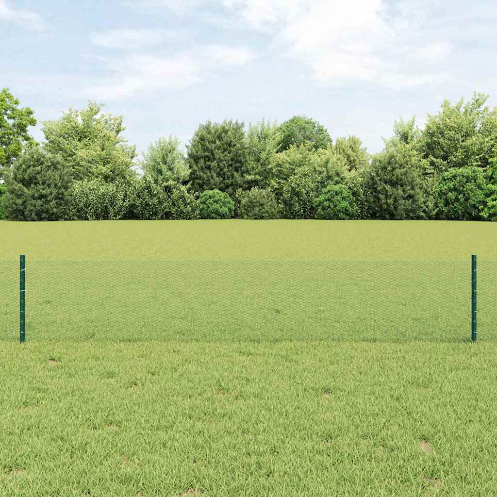 Vidaxl hek met paal groen 0,4 x 10 m staal en pvc